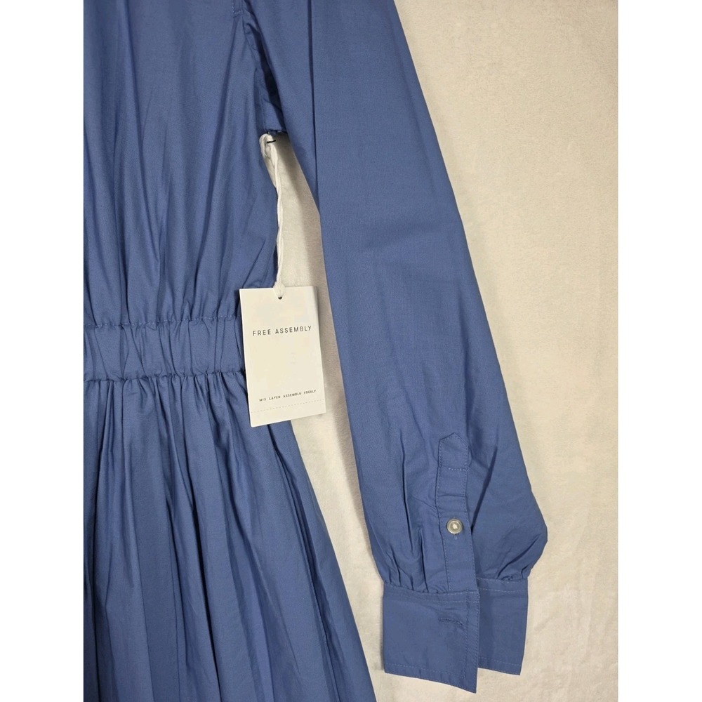 Free Assembly Blue Eyelet Shirt Dress Cotton Midi Button Front S NWT - Picture 6 of 11